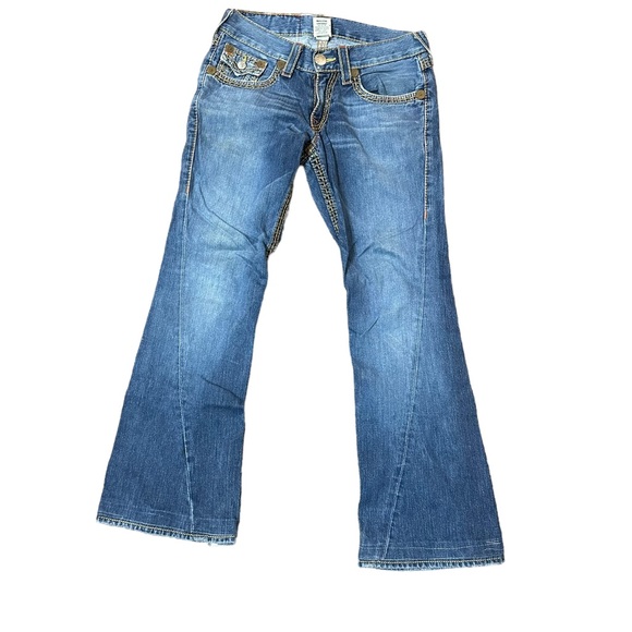 True Religion Y2K Joey Big T Flare Jeans Womens Size 29x33 Measures 32” Inseam - Picture 2 of 16